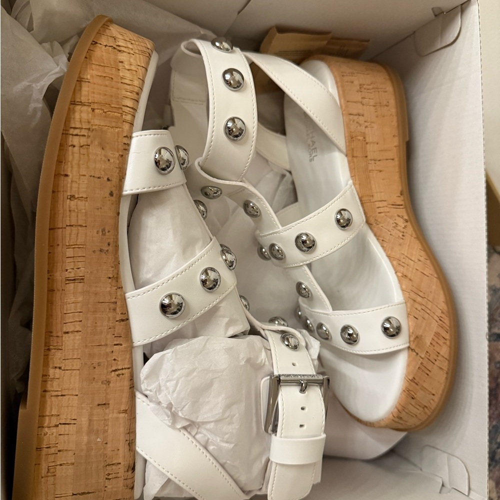 Michael Kors White Gladiator Sandals with Studs - Picture 4 of 6